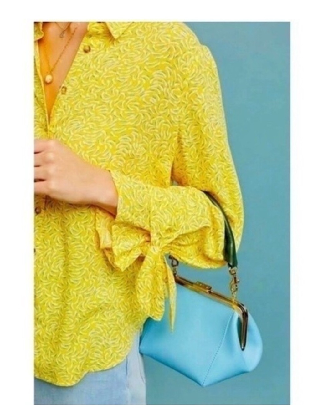 Maeve by Anthropologie Yellow Blithe Button Down Blouse - Picture 3 of 11